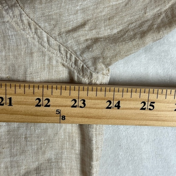 Hickey Freeman 100% Linen XL Light Tan Summer Spring Beach Vacation Shirt Zegna - Picture 10 of 12